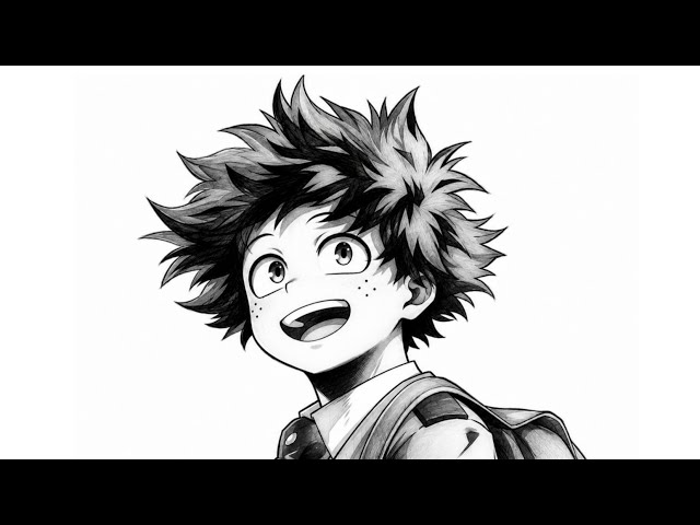 Izuku Midoriya (Deku) from My Hero Academia Easy Pencil Drawing Tutorial Step by Step