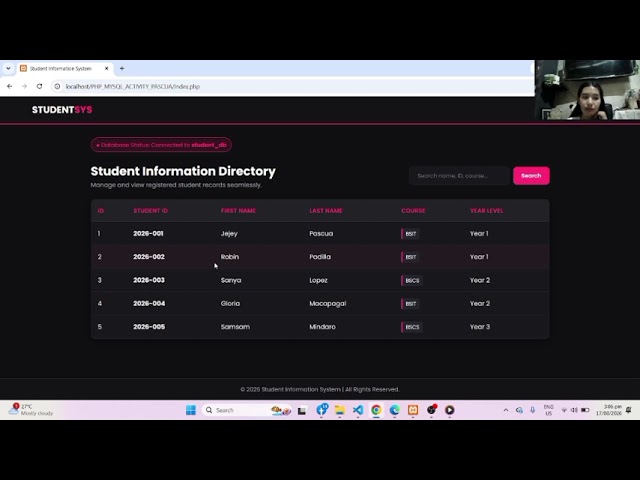 Creating a Database, Connecting MySQL to PHP, and Developing a Simple Website