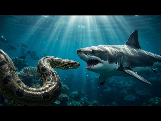 Anaconda vs Great White Shark: Which Apex Predator Wins? [SHOCKING Footage Inside]#wildlife