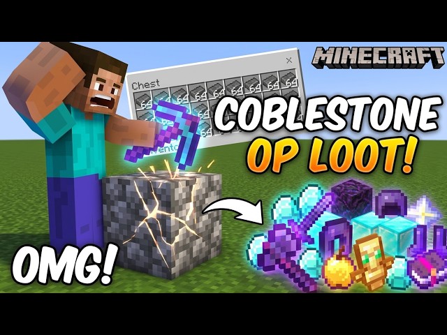 MINECRAFT BUT COBLESTONE DROPS ARE SUPER OP ITMES...😲