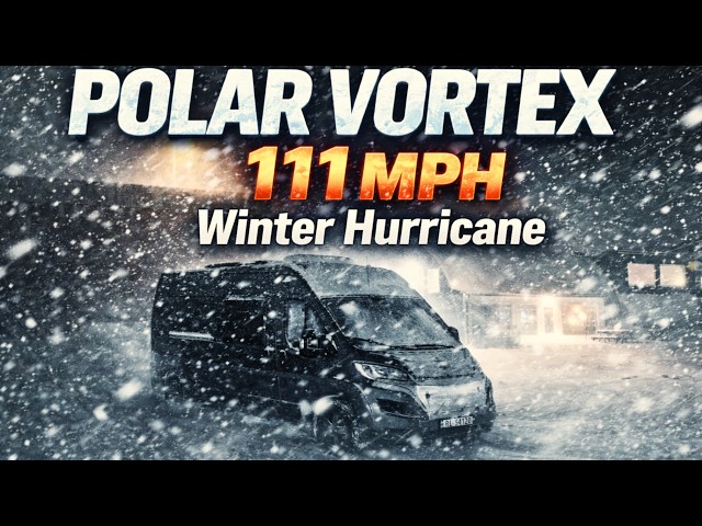 Surviving HURRICANE Force BLIZZARD in a Van. 111MPH POLAR VORTEX. Van Life Snow Storm WINTER CAMPING
