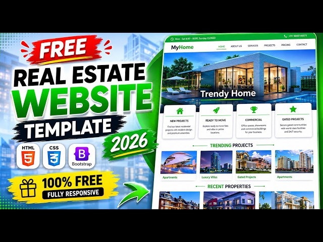 FREE Real Estate Website Template 2026 | Responsive HTML CSS Bootstrap Source Code