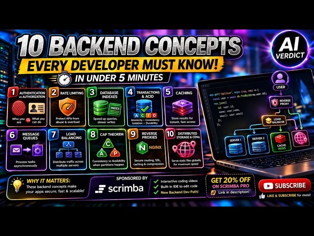 10 Backend Concepts EVERY Developer Should Know (Under 5 Minutes) | Ai Verdict