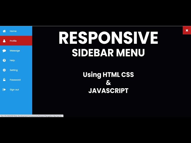 Responsive Sidebar | Navbar Menu Using HTML CSS & JAVASCRIPT