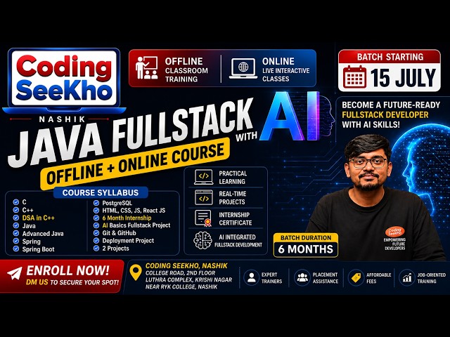 Java Full Stack Developer Course with AI | Offline + Online Classes | Nashik | Coding Seekho