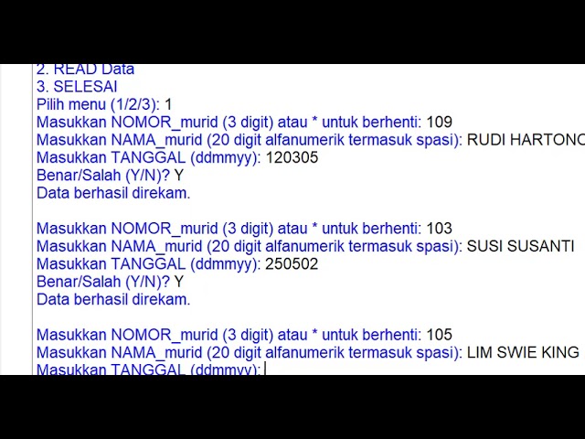 001 PYTHON PROGRAM DATA ENTRY (DTE) MURID