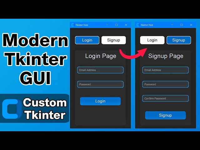 Modern Python GUI: Page Switching with CustomTkinter (Login & Sign-up UI)