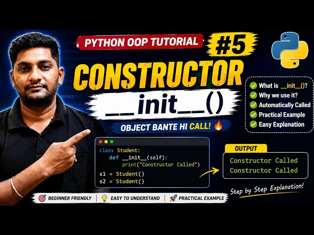 Python Constructor (init) Explained in Hindi 🔥 | Constructor in Python OOP | Python OOP Tutorial #5