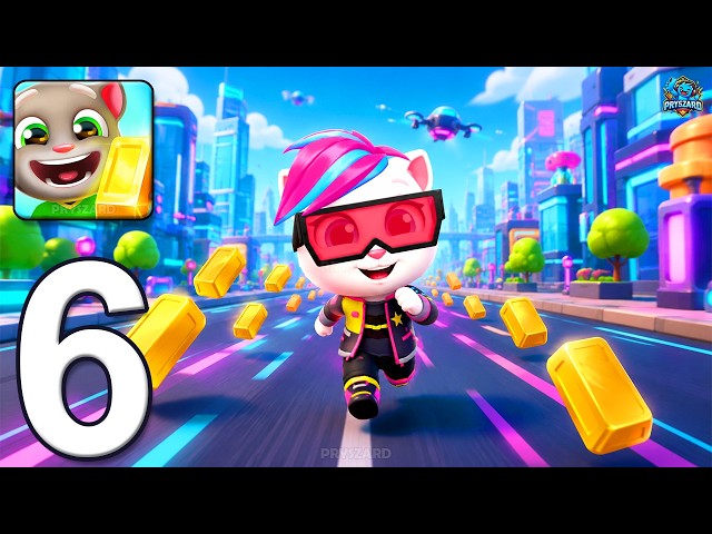Talking Tom Gold Run - Gameplay Walkthrough Part 6 - Cyberpunk Angela (iOS, Android)