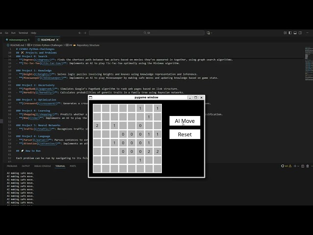 CS50AI - Minesweeper AI Demo