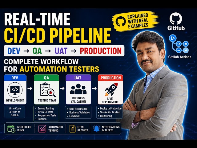 Real Time CI CD Pipeline   Dev → QA → UAT → Production   Complete Workflow for Automation Testers
