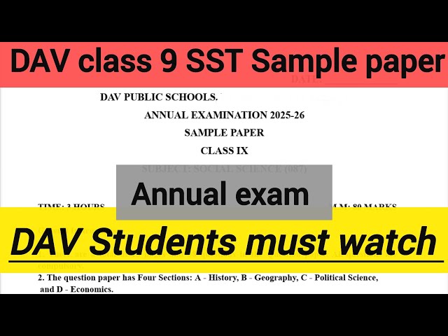 DAV Class 9 SST Sample Paper 2025–26 | Social Science Full Question Paper | Exam Practice