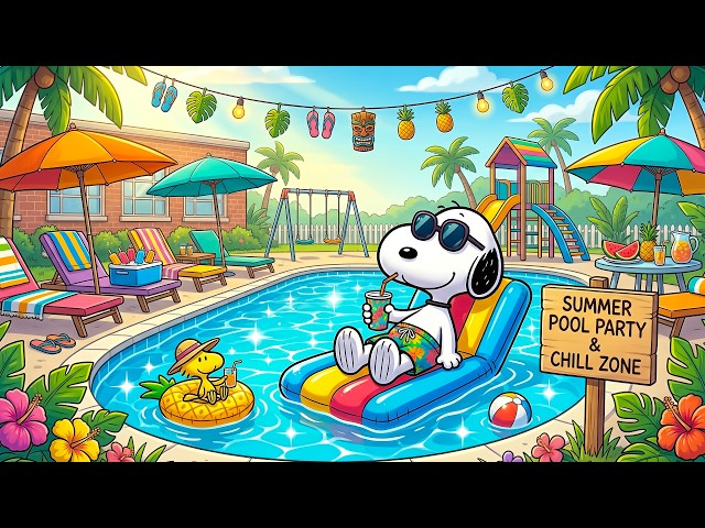 Poolside Chill Jazz with Snoopy & Woodstock 🍍☀️ Background Music for Focus & Happy Summer Vibes