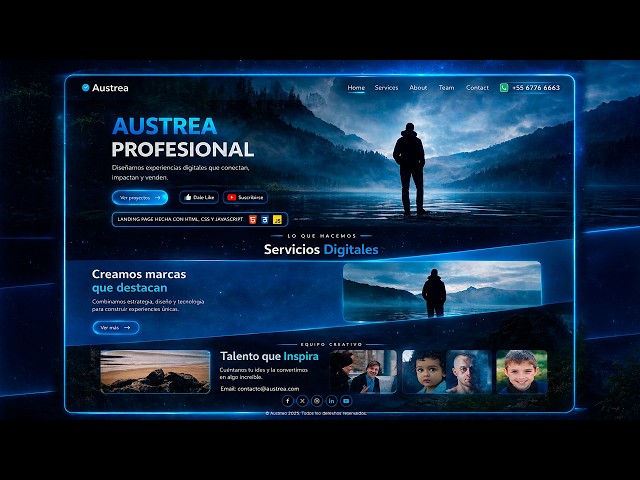 Creación de una landing page Austrea hecha con html, css y javascript | 2026
