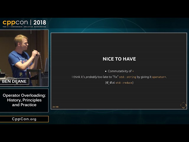 CppCon 2018: Ben Deane “Operator Overloading: History, Principles and Practice”