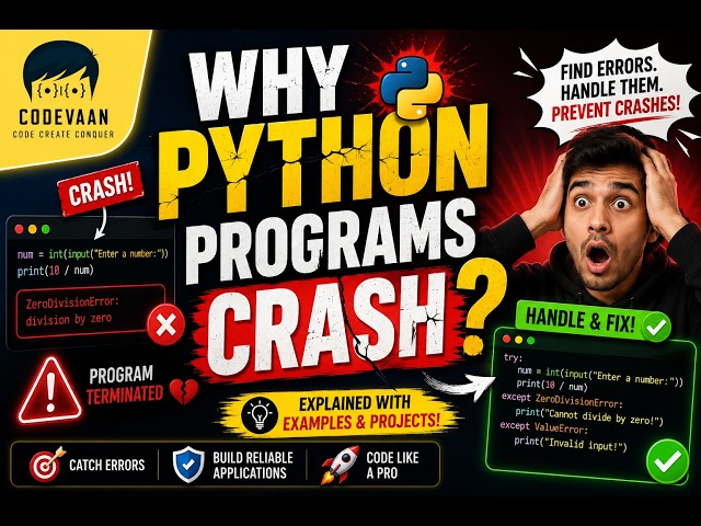 STOP Your Python Programs from Crashing! | Python Exception Handling Explained in 10 Minutes