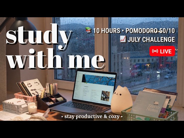 Challenge • 10 HOURS • STUDY WITH ME 🔥 Fireplace Sound for Best Focus | Pomodoro 50/10