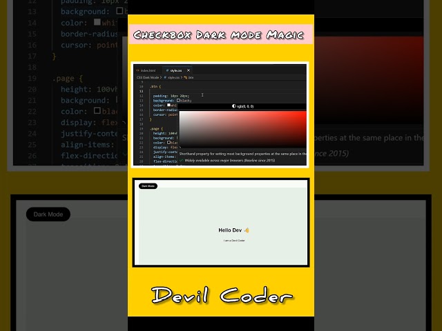 Button Click = Dark Mode 😱 | CSS Trick (No JavaScript) #shorts