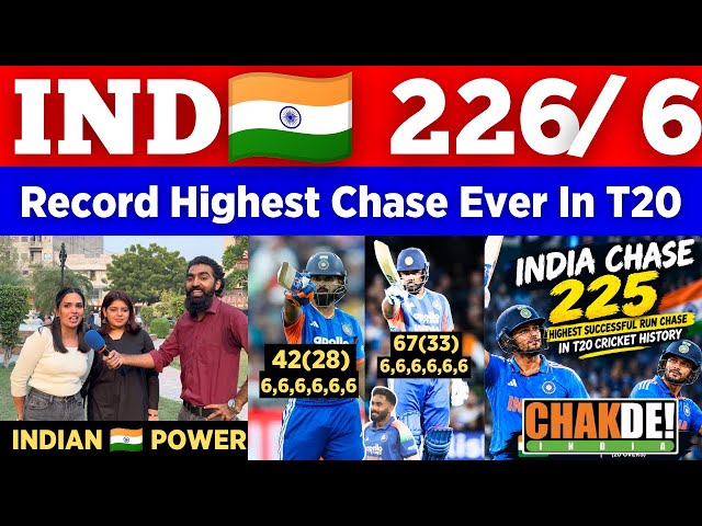 IND 🇮🇳 230/6 🥵 Record Highest Chase Ever In T20 History || Sanju 67 Iyer 42 || Pak Public Reactions