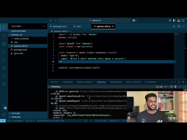 #01 Getting Started With OpenAI API in JavaScript | Handson Tutorial | Open AI SDK | Langchain JS