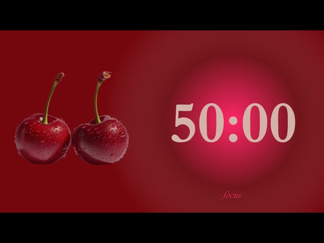 🍒 Aesthetic Cherry Pomodoro Timer | Study With Me | 3 hour | 50/10 min | Red Study Session