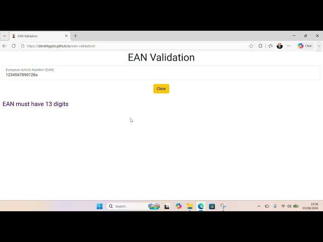 EAN Validation - HTML5/CSS3/JavaScript