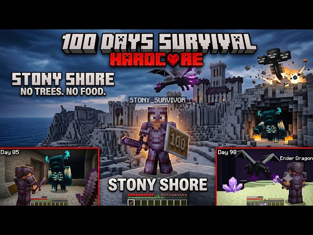 Minecraft 100 days survival in stony shore only world in Hardcore in hindi | minecraft 100 days