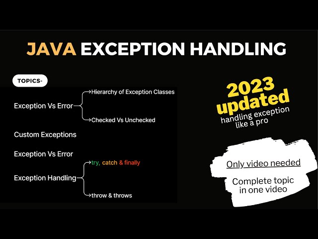 Java Exception Handling || try-catch & finally blocks || Custom Exceptions || throw & throws keyword