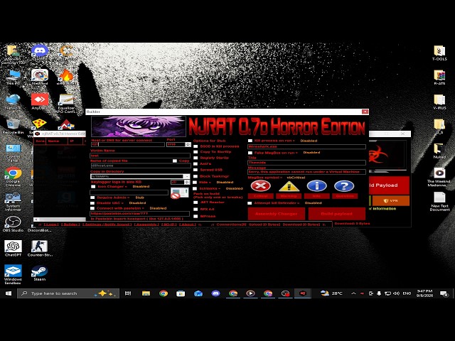شرح استخدام Njrat 0.7 Horror Edition