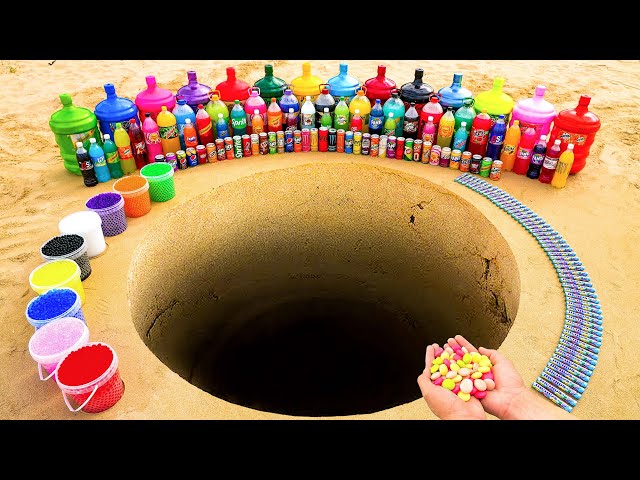 EXPERIMENT: Giant Toothpaste Eruption from Coca-Cola, Mtn Dew, Fanta vs Mentos in big Underground