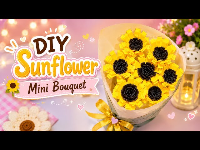diy sunflower mini bouquet tutorial 🌻 | Easy Paper Flower Gift Idea
