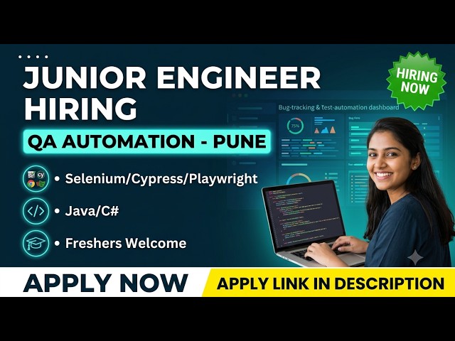 QA Automation Junior Engineer Hiring 2026 | Pune Freshers #freshersjobs #itjobs #computersciencejobs