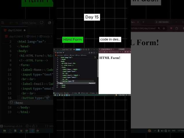 HTML Tutorial Day 15 | HTML Form Explained | How to Create Form in HTML