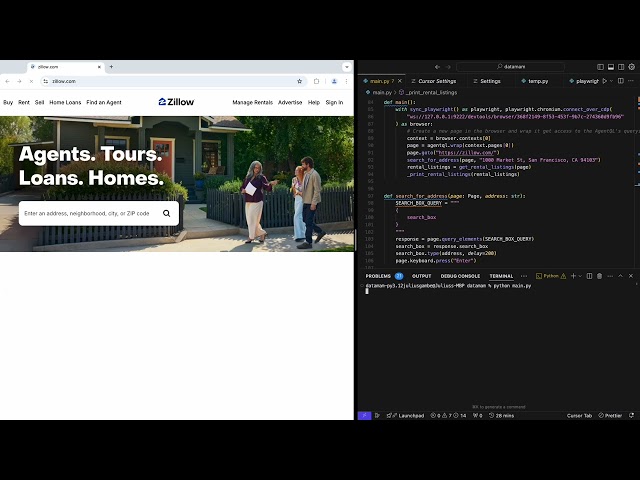 AgentQL SDK Demo: Seamless Zillow Real estate listings search