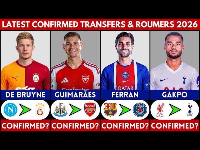 🚨 LATEST CONFIRMED TRANSFER NEWS AND RUMOURS 2026 | GUIMARAES, DE BRUYNE, FERRAN, GAKPO.........