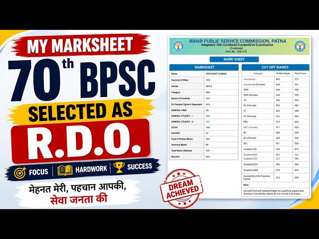 My 70th BPSC Final Marksheet @IASPCSCentre #bpsc #70thbpsc
