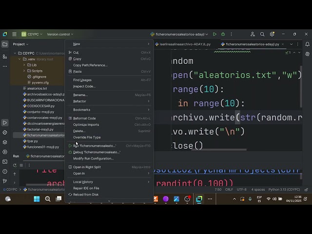 Python Files Create a random nested loop file CDYPC 1BACH High School IES Monterroso