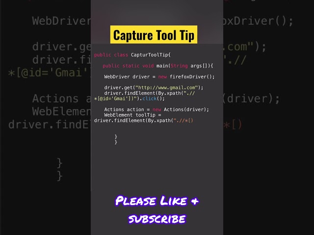 How to Capture Tool Tip in Selenium #seleniumtekautomation