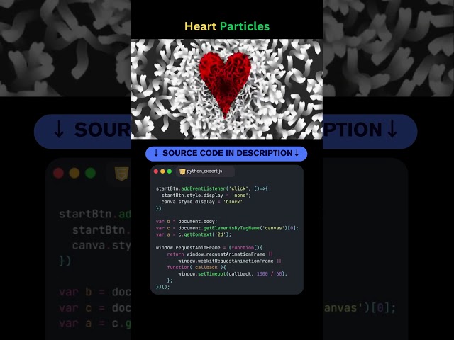 Heart Particles Reveal – Canvas JavaScript Animation! #coding #programming #heart #particles #shorts
