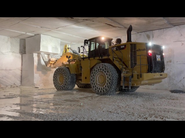 Underground Marble Quarry With Caterpillar 988K Block Handler - Nordia Quarry