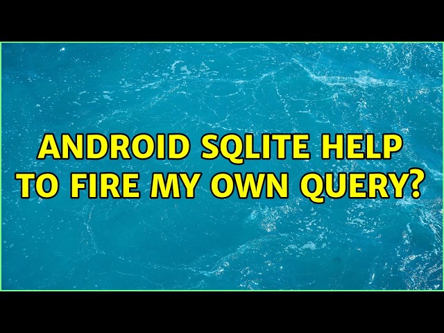 android sqlite help to fire my own query?
