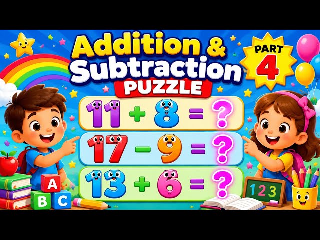 Addition & Subtraction Puzzle for Kids | Part 4 🧩 | Fun Math Quiz | Easy Addition & Subtraction