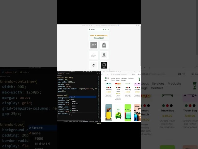 Build a Responsive Luggage Bag Website | HTML CSS JavaScript | Brands #youtubeshorts #coding
