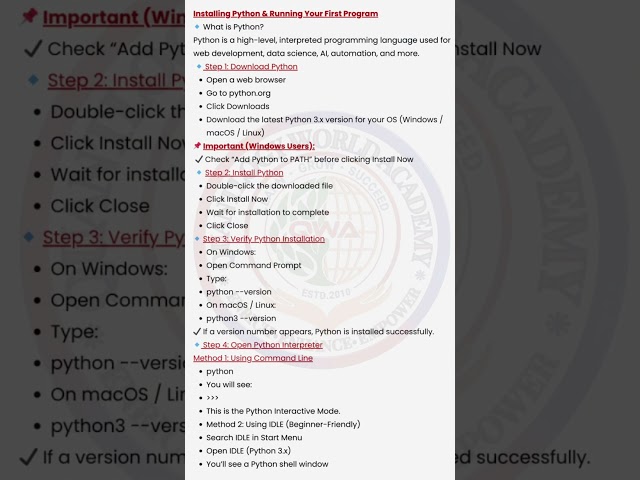 👉🏻Python Programming from Scratch | Beginner to Pro 🐍#Python #LearnPython #CodingShorts #Programming
