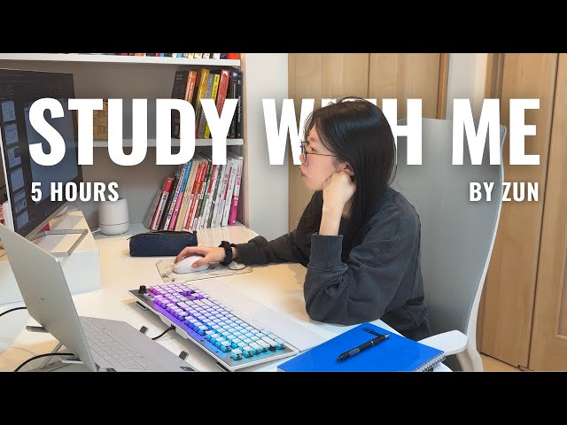 5-hour study with me 📚・calm piano 🎹・pomodoro 50/10 🕰️