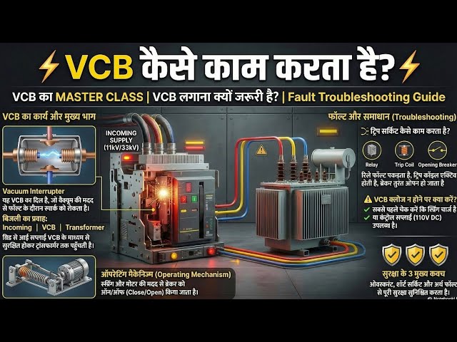 VCB Full Explained 🔥 | Complete Working, Internal Parts, Trip Circuit & Troubleshooting 