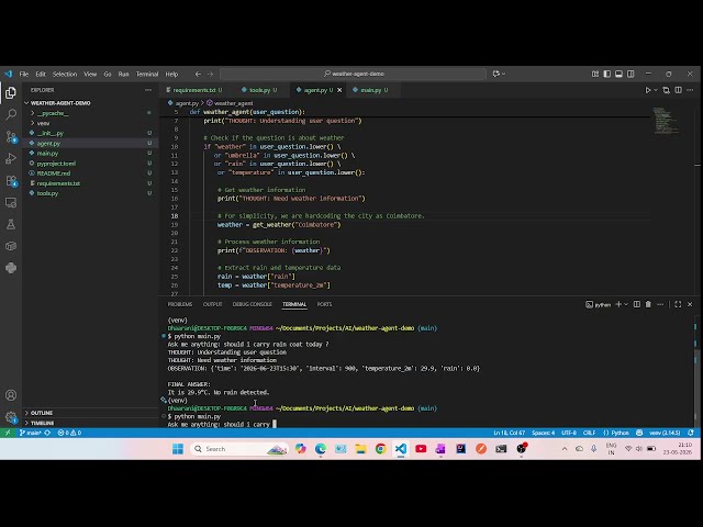 Build Your First AI Agent in Python  Weather Agent for Beginners