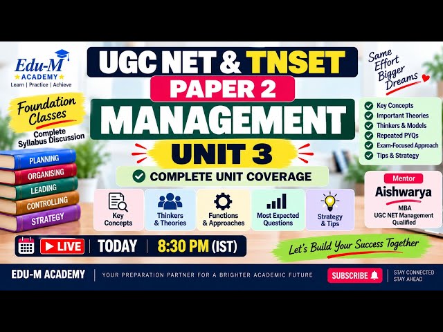 UGC NET|DEC 2026|Paper 2 Management|Unit 3 Complete Unit Overview|Imp Topics|Crash Course |Tamil