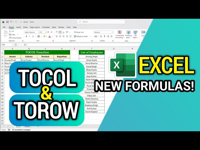 MS Excel - TOCOL and TOROW Function | TOCOL and TOROW Formula in Excel