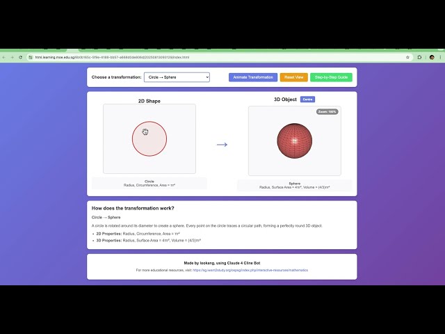 Building an Interactive 2D to 3D Shape Transformation Tool #aiineducation #vibecoding #edtech #maths